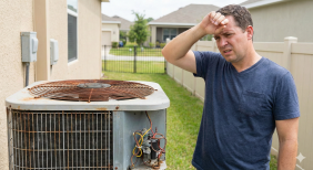 HVAC postcard marketing to homeowner with broken unit
